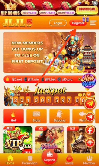 Click on the "Register" button to open the account registration form.